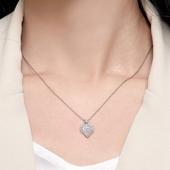 NEW 925 Sterling Silver Diamond Pendant Necklace - Picture 2 of 8